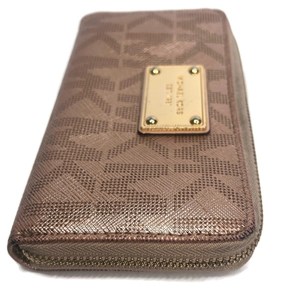 Michael Kors MK Rose Gold Metallic Logo Medium Wallet - Picture 4 of 11